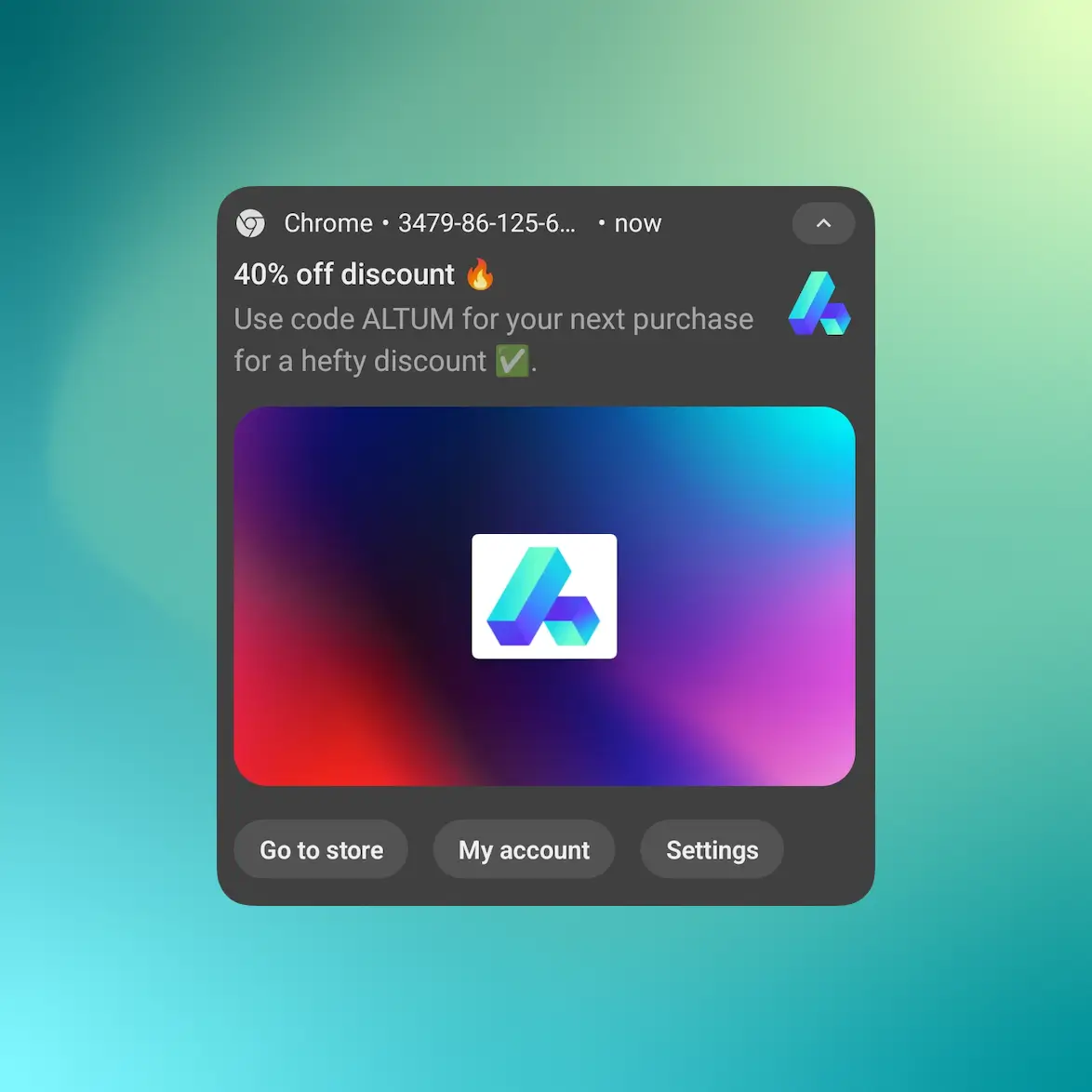 Screenshot of the app sending ATM HTML5 Games Web Notify